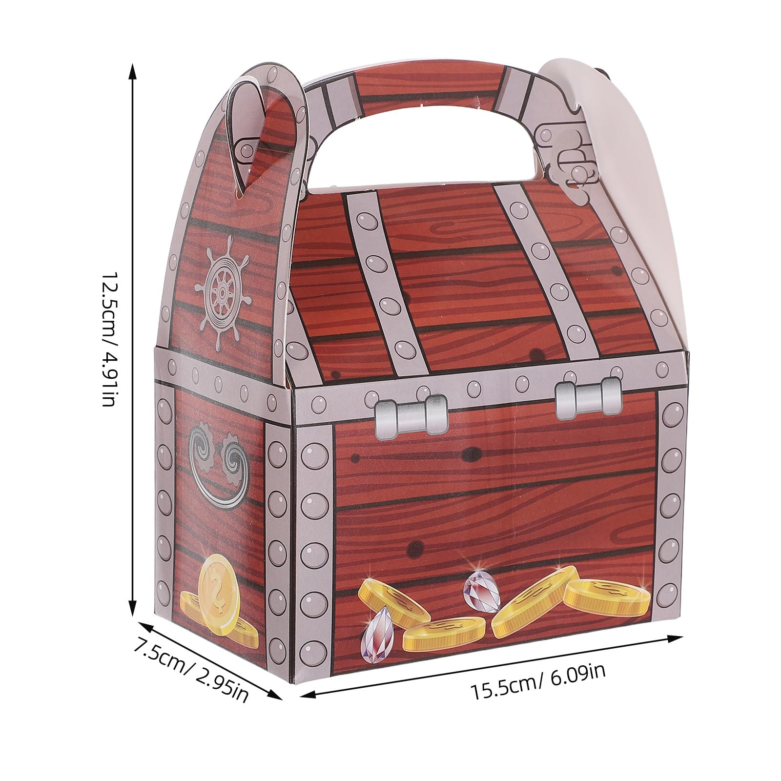 OSOLADY 20 scatoline per bomboniere a tema pirati per bambini, scatole di carta a forma di forziere del per caramelle, giocattoli, piccoli regali, premi per la classe, 6,1x4,9x3 pollici