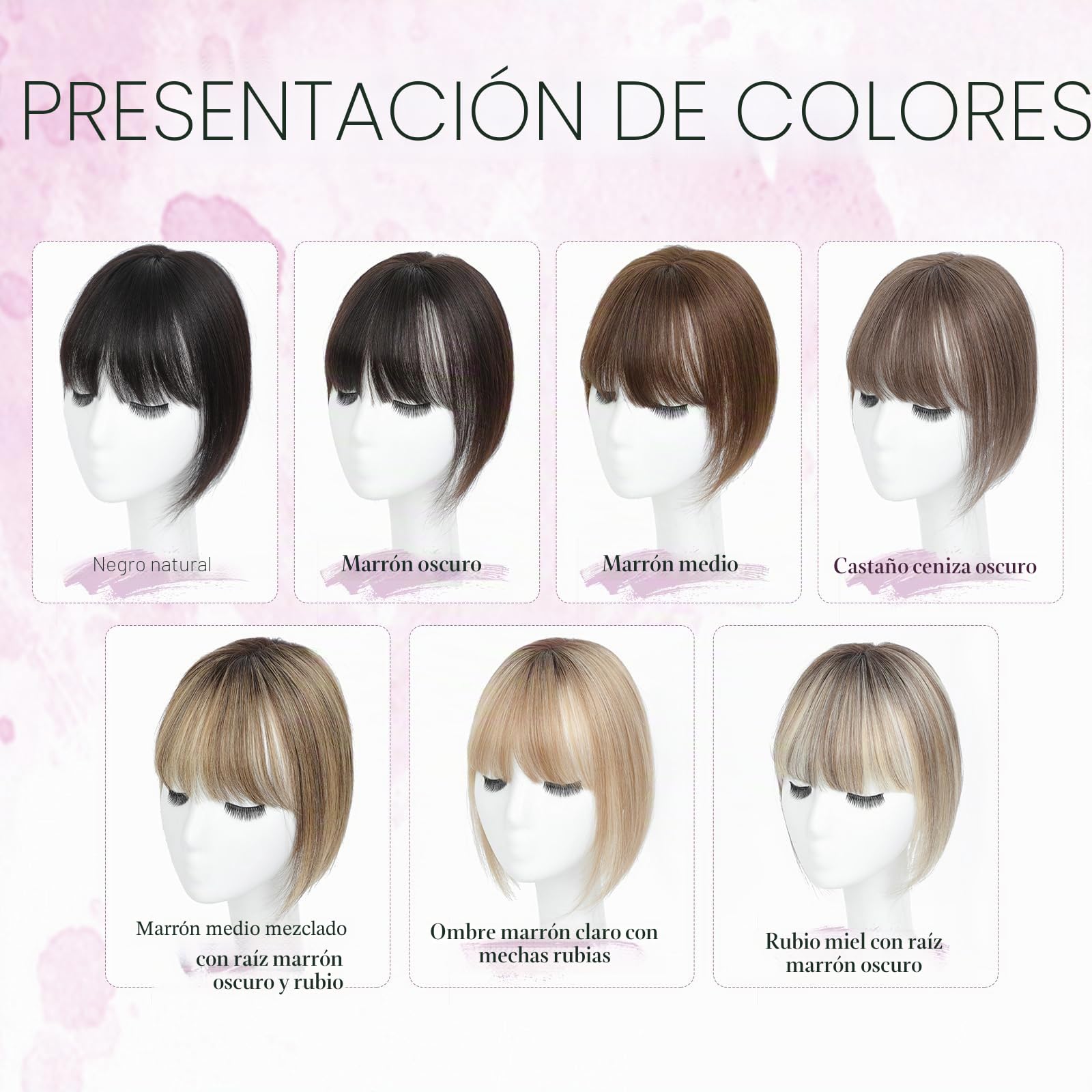 Toppers para el cabello para mujer, de cabello humano real con flequillo, cosido a mano, cobertura 360° 3D, natural para adelgazar el cabello, piezas de pelo para mujeres (marrón medio a rubio helado)