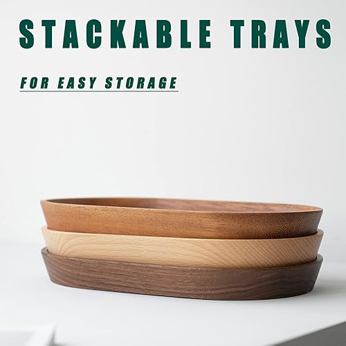 Miniatura 7 de Mini bandeja de madera para servir para fiestas, bandeja de mesa de té y café, pequeño plato ovalado de madera para frutas y aperitivos, bandeja