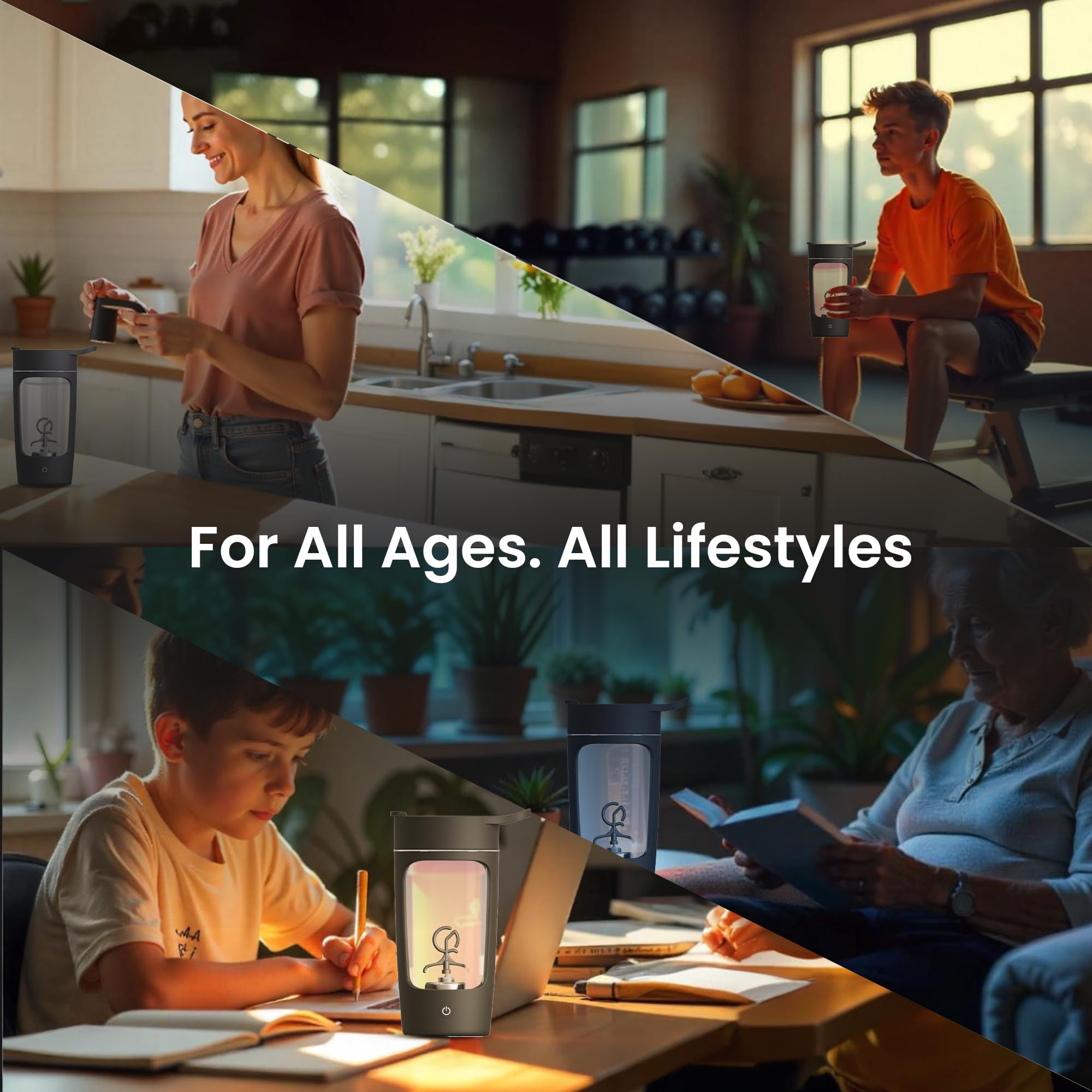Autofy Shaker électrique pour salle de sport, shaker de protéines, design 100 % étanche, utilisation polyvalente, pour café, lassi, milkshake, BCAA, utilisation à domicile, bureau, entraînement * 60