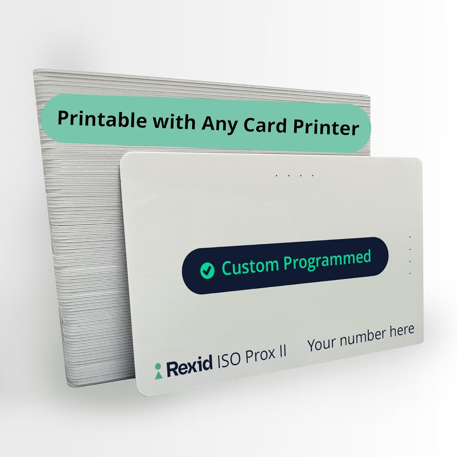 Same Day Custom Programmed & Numbered 100 Pack RexID ISO Prox I Cards-26bit H10301 Format,Replaces 1386 &1326,Other Special formats are Available (100, H10301)