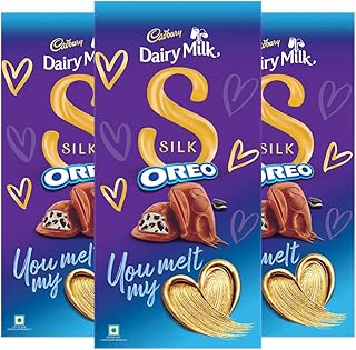 Dairy Milk Silk Oreo Chocolate Bars, 124 g (Pack of 3)., 372 Gm
