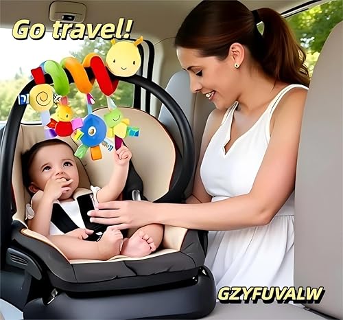 Miniatura 4 de Asiento de coche y cochecito de juguete, juguetes para bebés, juguetes de dibujos animados de interacción sensorial con campanas sonoras, colgar o