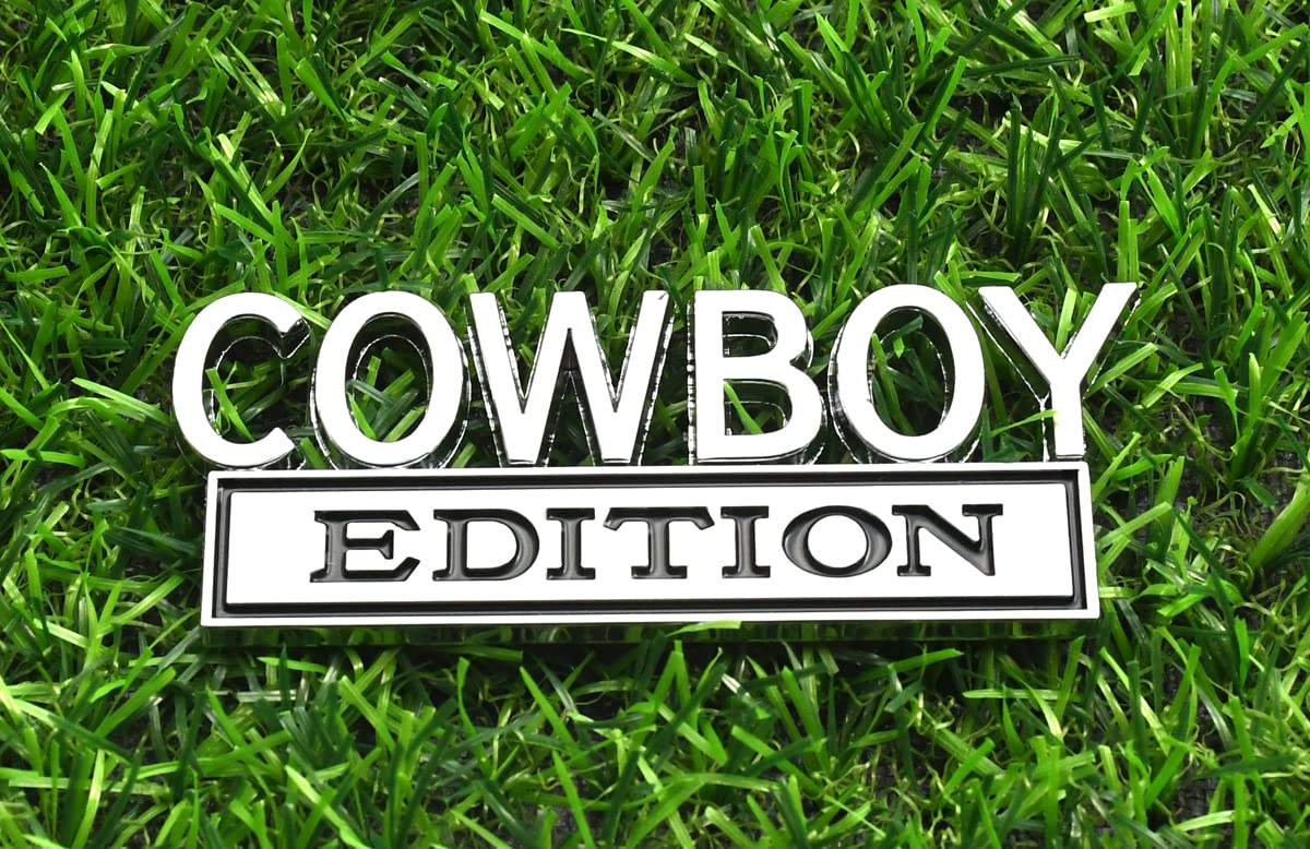 Cowboy Edition Emblem Badge Decal Sticker – Universal For Truck Or SUV, Black & White