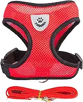 Coleira Peitoral Anti Puxão com Guia para Cães e Gatos – Ideal para Filhotes, Pinscher, Shi Tzu e Raças de Porte Pequeno a Médio – NEXUS MARKET (G, VERMELHO)