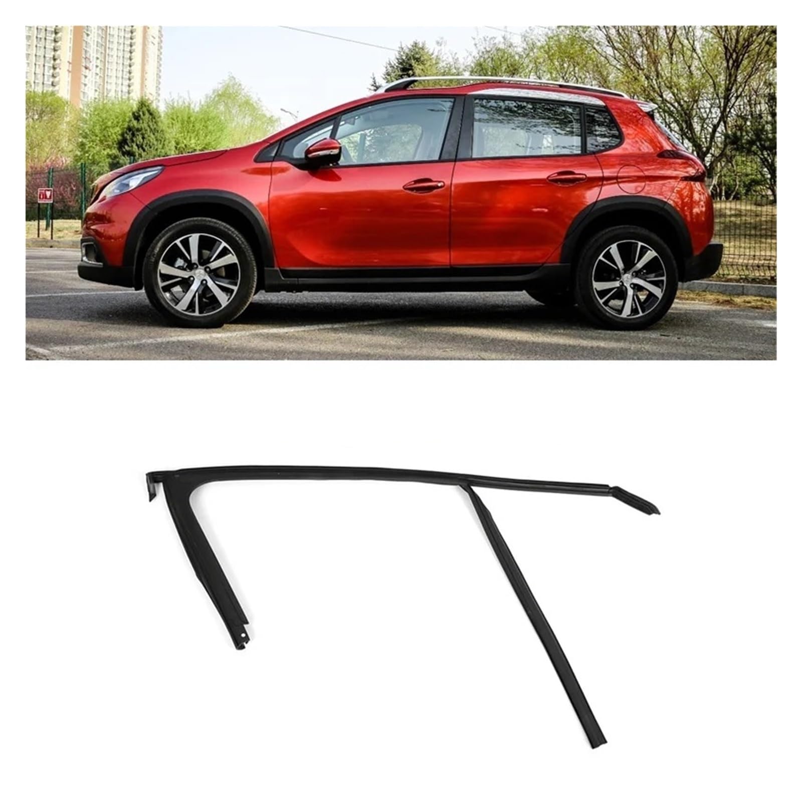 Voiture Fenêtres Joint Bande Caoutchouc Supérieure Fenêtre Avant/arrière Scellage Porte Lève-vitre Rainure Guidage Bac À Boue Voiture Pour Peugeot 2008(À droite)