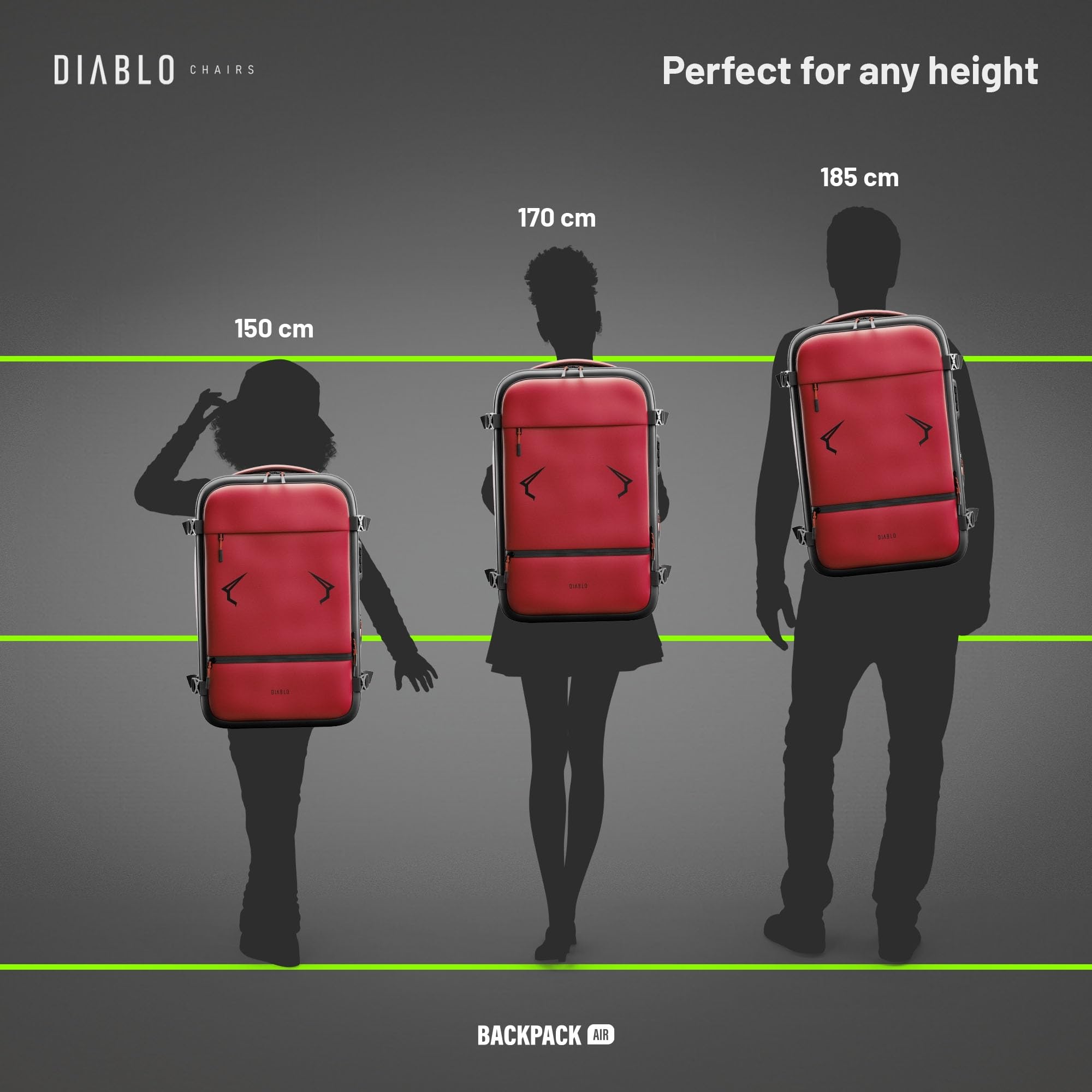 Diablo Chairs Plecak Próżniowy Backpack Air Wodoodporny Plecak Podróżny z Komorą Próżniową Rozszerzającą Pojemność Antywłamaniowy Zamek Kieszeń na Laptopa 32x52x18 cm Czerwony
