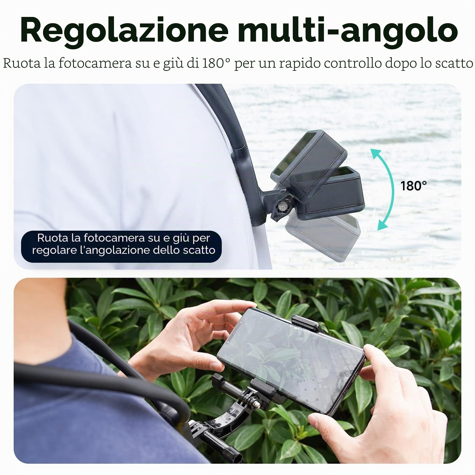 TELESIN SE Supporto da Collo Flessibile per GoPro/DJI/Insta, Multi-Angolo