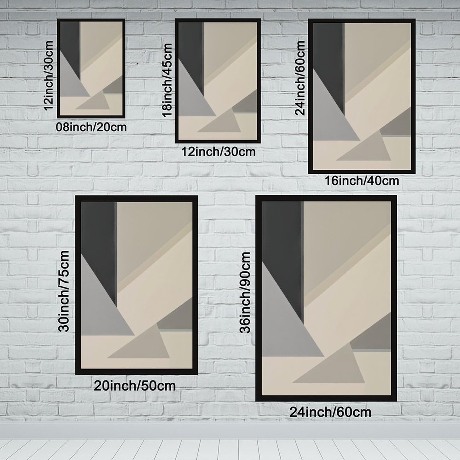 Mnyuein Neutrales abstraktes und minimalistisches Poster, 2 Leinwand-Poster, Schlafzimmer-Dekor, Sportlandschaft, Büro, Raumdekoration, Geschenk, schwarzer Rahmen, 40,6 x 61 cm (L x B)