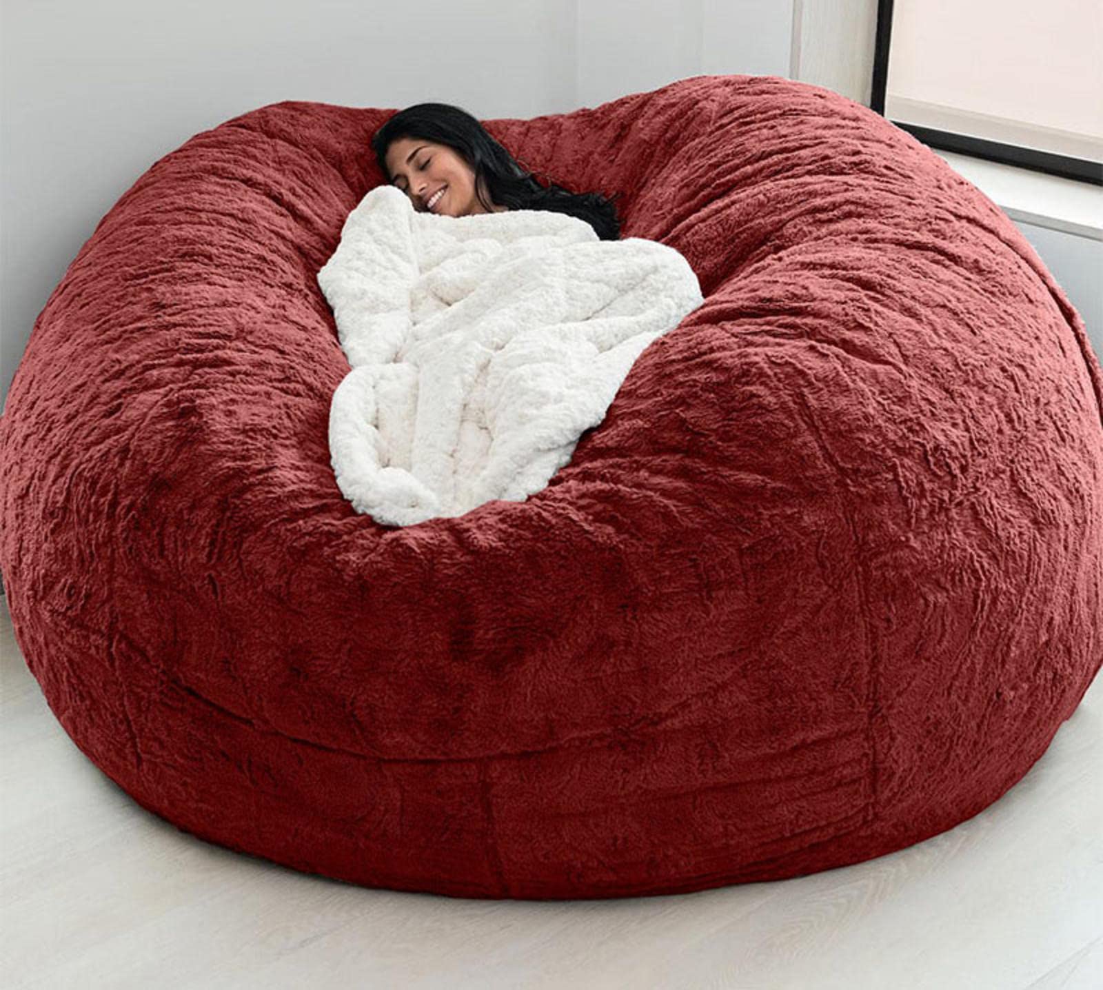 NIBHZ Bean Bag beanbag beanbag Cuscino di riempimento beanbag per Adulti Letto di Fagioli Gigante Enorme beanbag soffice beanbag Copertura Senza beanbag Cuscino beanbag Lazy Bag,Wine red-180X90cm
