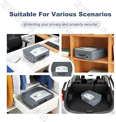 Miniatura 8 de Caja de seguridad de acero de 0.21 pies cúbicos con teclado digital, electrónica para oficina en casa, hotel, negocios, viaje seguro con asa de