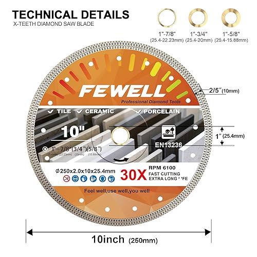 Vista 36 de FEWELL Hoja fina estupenda de la teja del diamante de la porcelana de 4 pulgadas 3 unids/lote para cortar azulejos de porcelana de cerámica