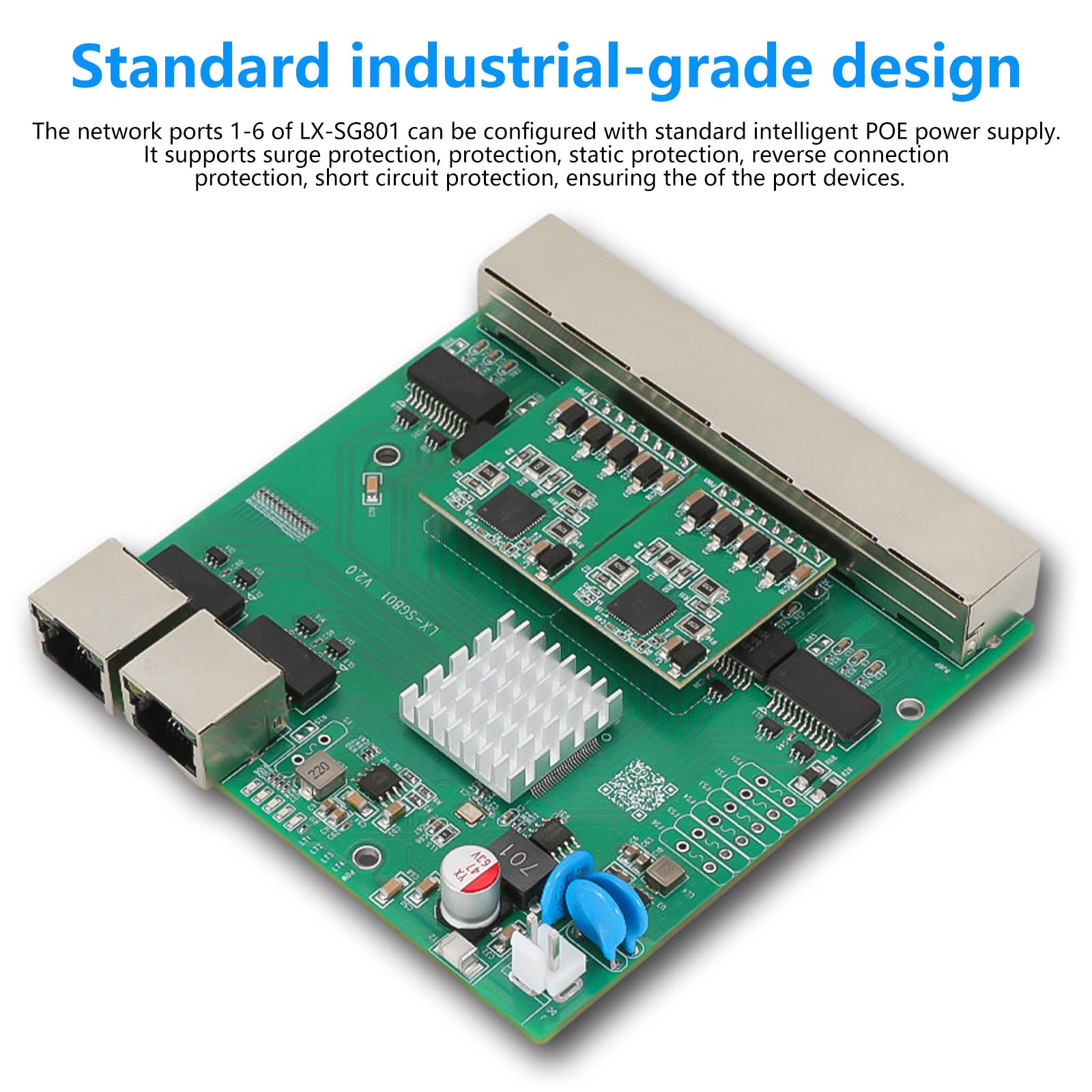 Interruptores Gigabit Ethernet RJ45 de 8 puertos con 48 V, estándar