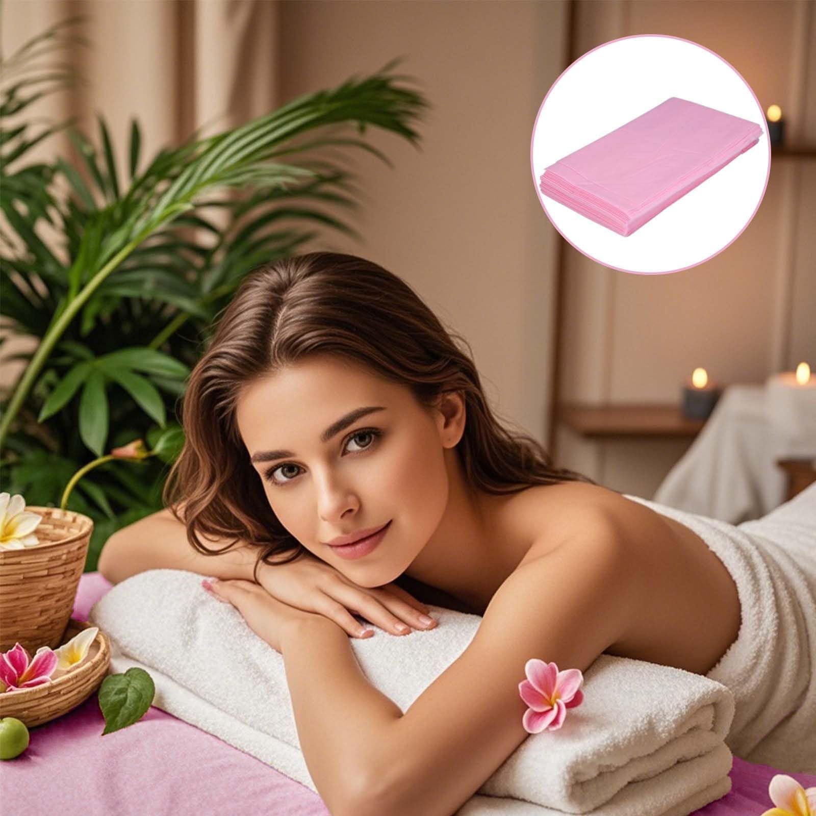 10 piezas Sábanas Desechables Para Camilla de Masaje, 100x200cm Funda para Camilla de Masaje, Sábanas Desechables Ajustables, Sabanas Desechables, impermeable y resistente al aceite （rosa）