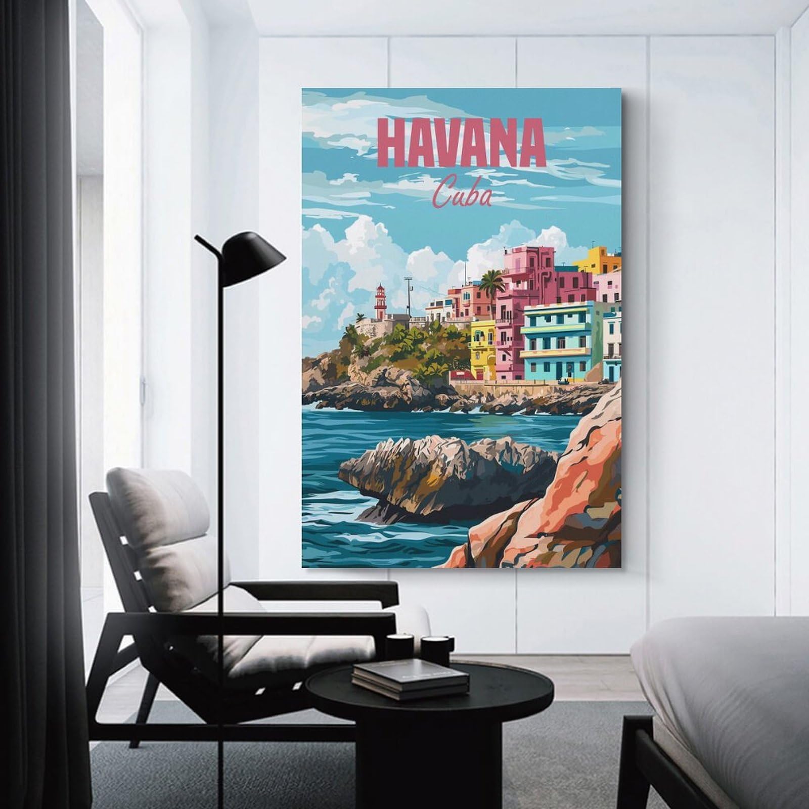 Junmoney Havana Cuba Room Decor Wall Art, 20x30inch(50x75cm), for Home, Office, Studio Or Guest Room, Canvas Wall Art That Fits Changing Layouts