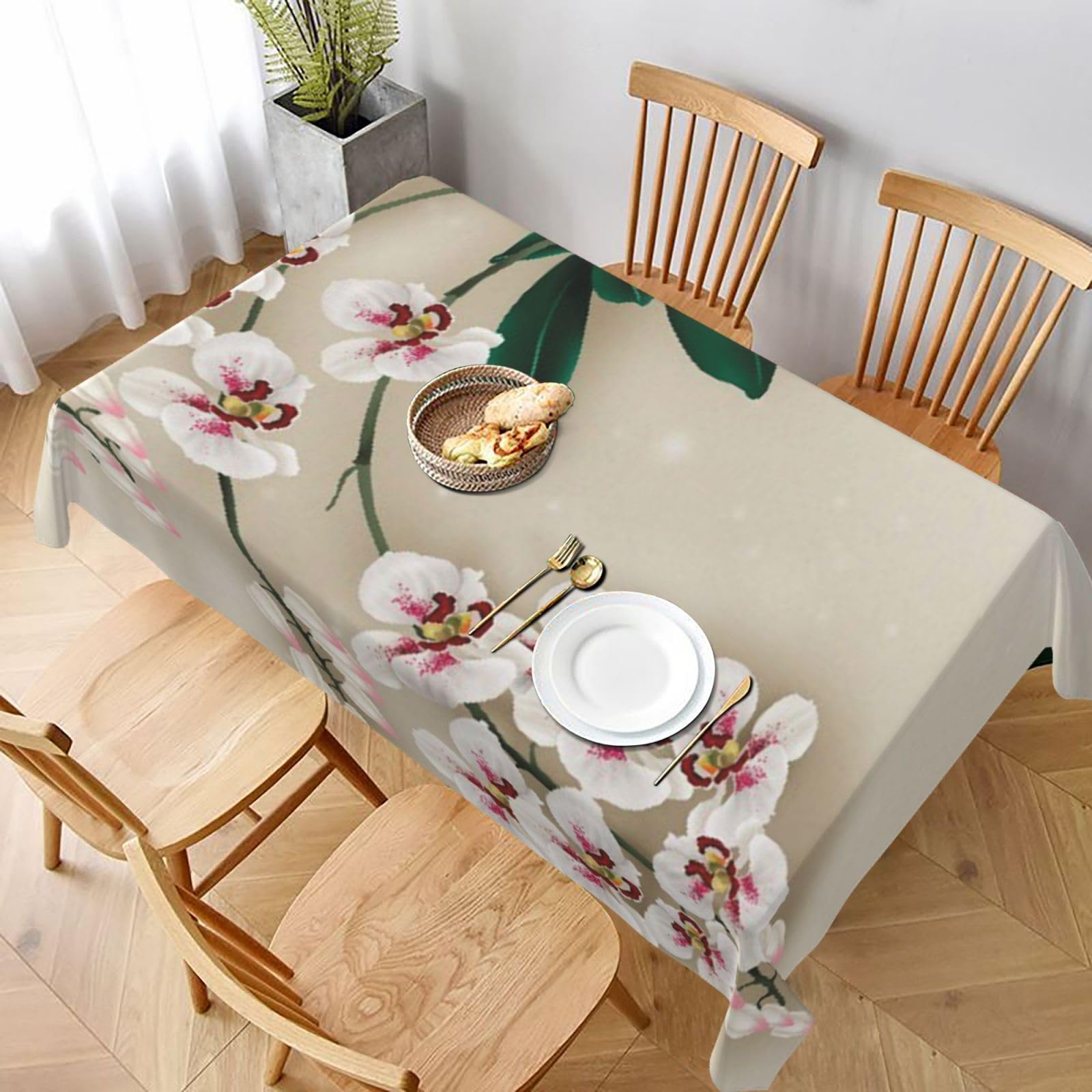 BNVSADC Bell orchid Printed Rectangle Tablecloth 228x152 CM, Water Resistant Polyester Table Cloth Decorative Fabric Table Covers for Kitchen Dining Table Parties Camping