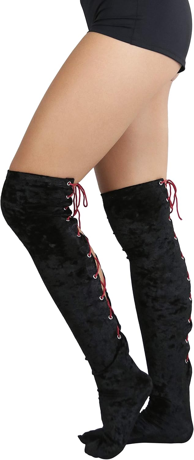 ToBeInStyle Women's Opaque or Sheer Hosiery Stockings With Lace Up Design - Image 2