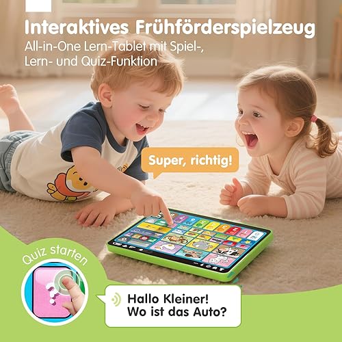 hahaland Jouet Bébé 1 an – Tablette Éducative Interactive avec Sons, Lumières et 5 Langues d’Apprentissage (en/FR/DE/IT/ES), Jouet d’Éveil Musical Cadeau Enfant 1 2 3 Ans Garçon Fille - 3
