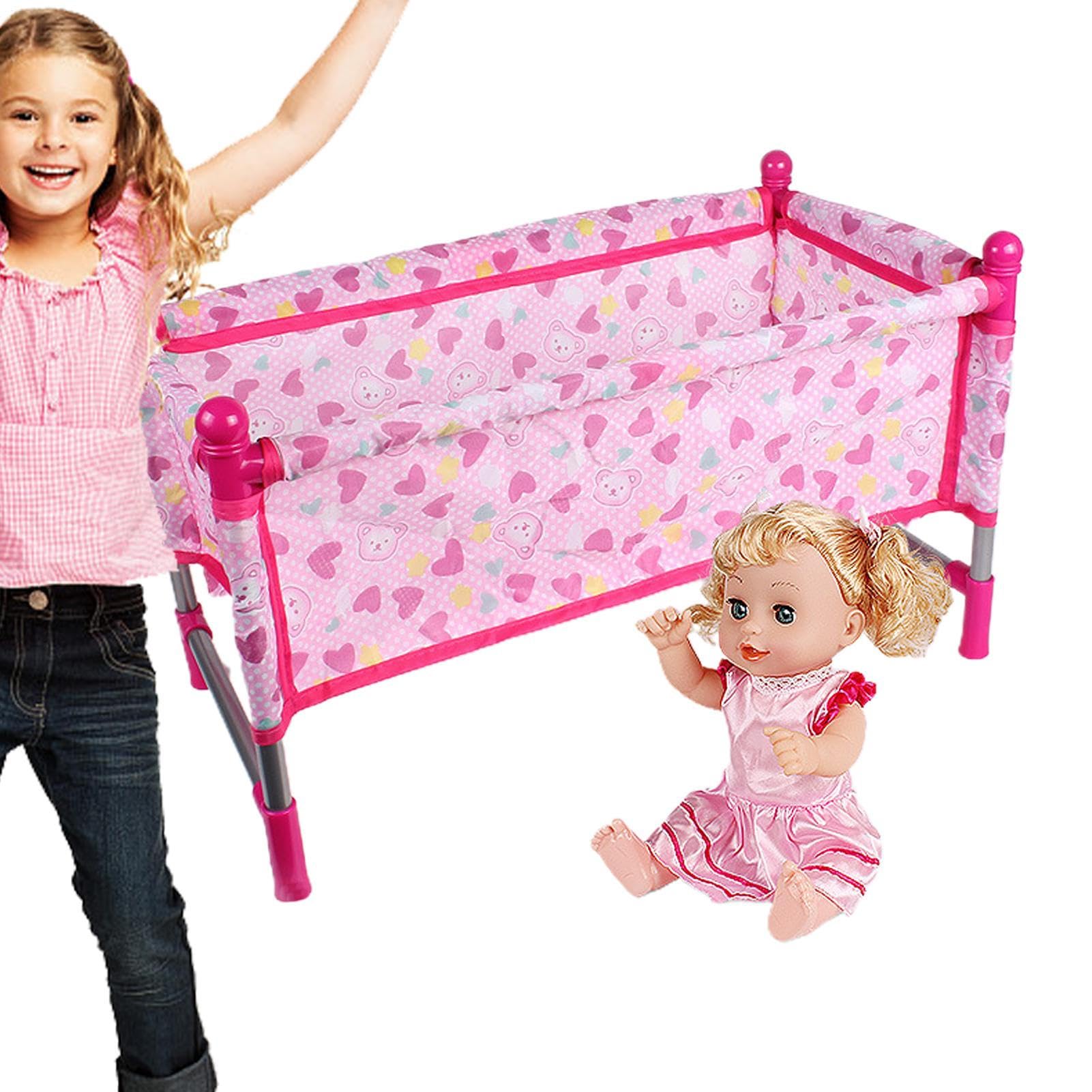 Babys Doll Stroller Set, Role Toy Dolls Pushchair, Doll Toys Simulation Babys Dining Chair Rocking Chair Swing Bed Toy, Dolls Pushchair Accessories, Foldable Stroller Simulation Chairs