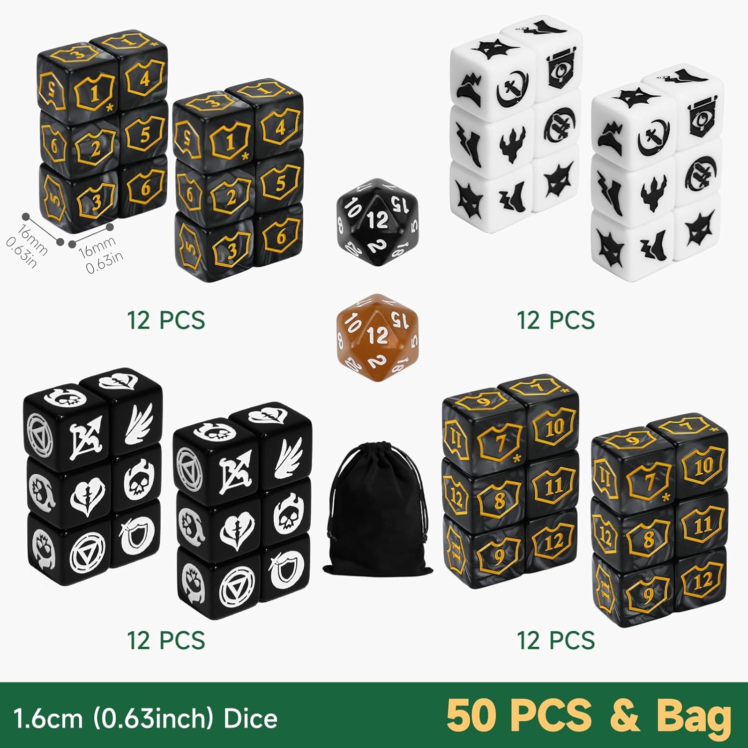 50 Pieces Icon Abilities Keywords Counter MTG Dice Set, Black Shield Life Counter Creature Stats Buff Tokens, Compatible with MTG, TCG, Magic Card Games Accessories