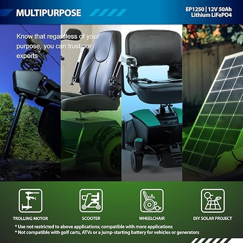 Miniatura 3 de ExpertPower - Paquete de 2 baterías recargables de litio LiFePO4 de 12 V 50 Ah de ciclo profundo  2500  7000 ciclos de vida y 10 años de vida útil