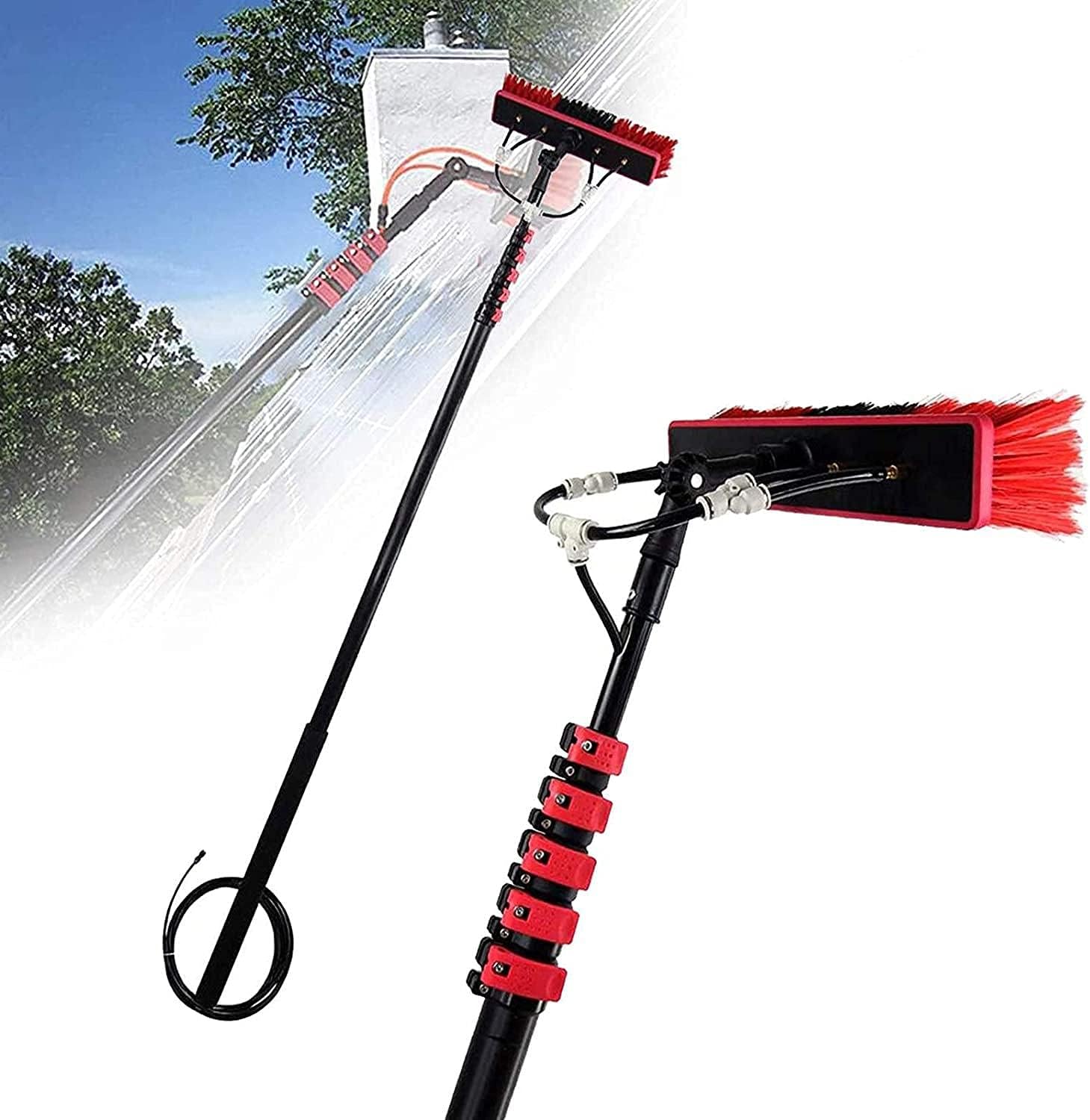 Solar Panel Cleaning Brush Window Cleaning Kit Telescopic Pole Cleaner Essential for Solar Panel Maintenance Window Cleaning Trucks Cleaning Equipment