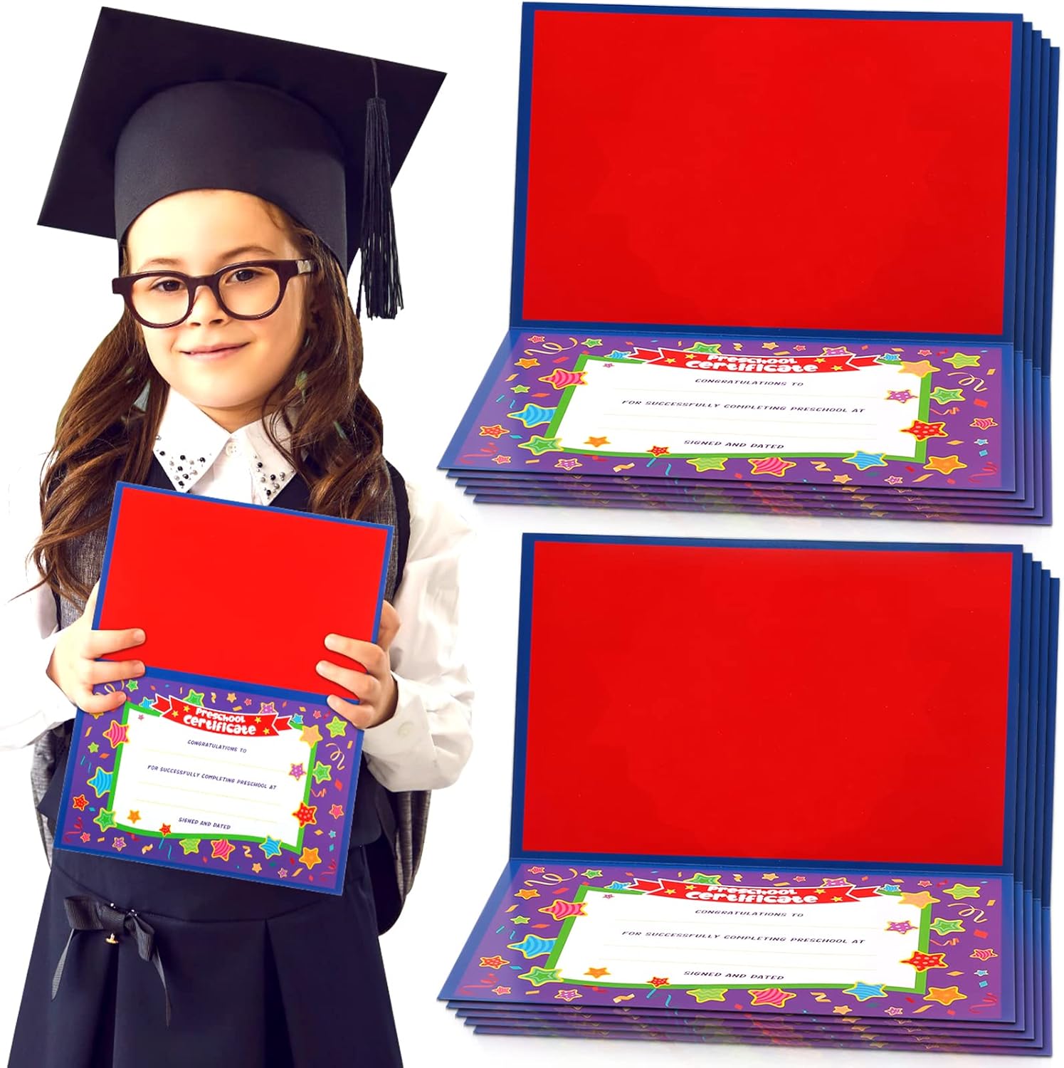 Jutom 72 Pcs Bulk Kindergarten Diplomas Graduation Award Certificates 2026 Classroom Activities Certificate for Kids Students Teachers Supplies(Preschool)
