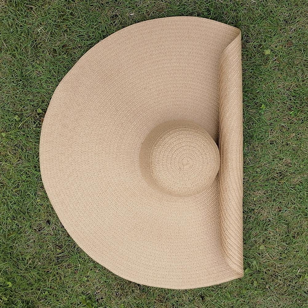 Chapeau de paille à large bord pour femme, chapeau de paille de plage surdimensionné pour femme, chapeau de soleil souple pliable, chapeau de plage pliable