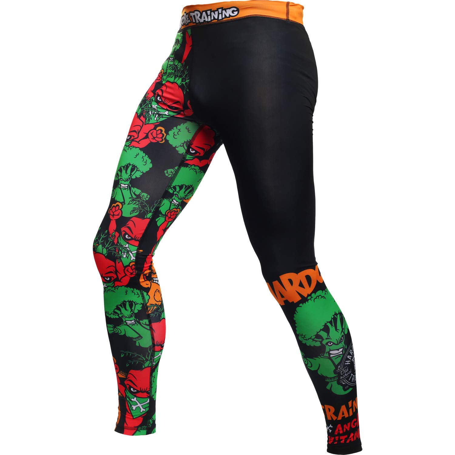 Hardcore Training Men's Compression Pants Spodnie Kompresyjne Leginsy Mężczyźni Bokx Running Muay Thai MMA No Gi BJJ Grappling (DE/NL/SE/PL, Alfa, M, Regularny, Regularny, Czarny Zielony)