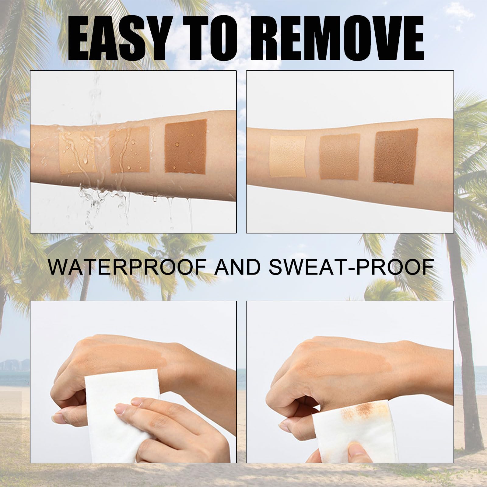 Fond de Teint Jambes Waterproof Leg Makeup with Brush Body Coverage Perfector Long-Lasting Sweat-Proof Coverage Concealer (#2)