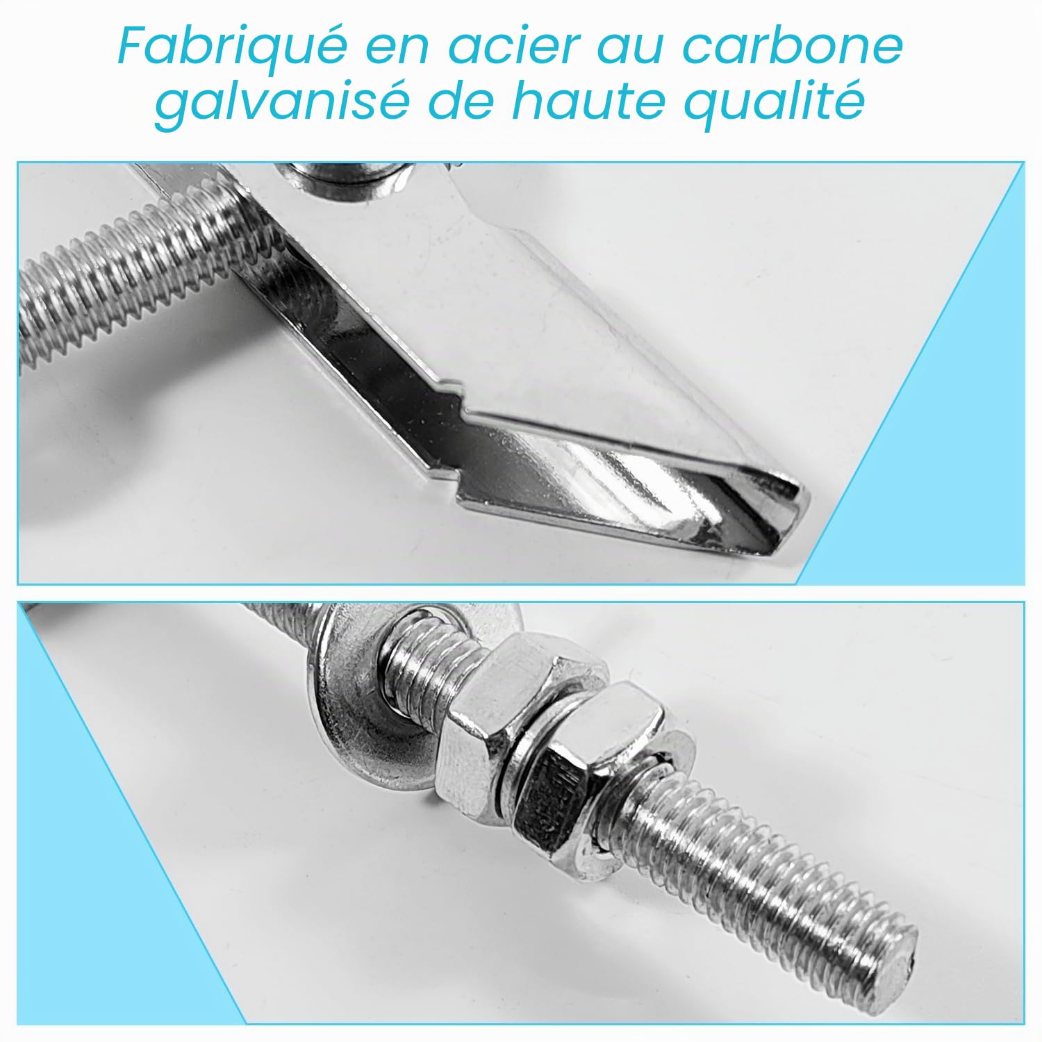 12 Pièces Crochet Plafond, M8 x 100 mm Chevilles Placo Beton Charge Lourde, Fabriqué en Acier au Carbone Galvanisé, Cheville pour Parpaing Creux, Convient aux Murs et Plafond
