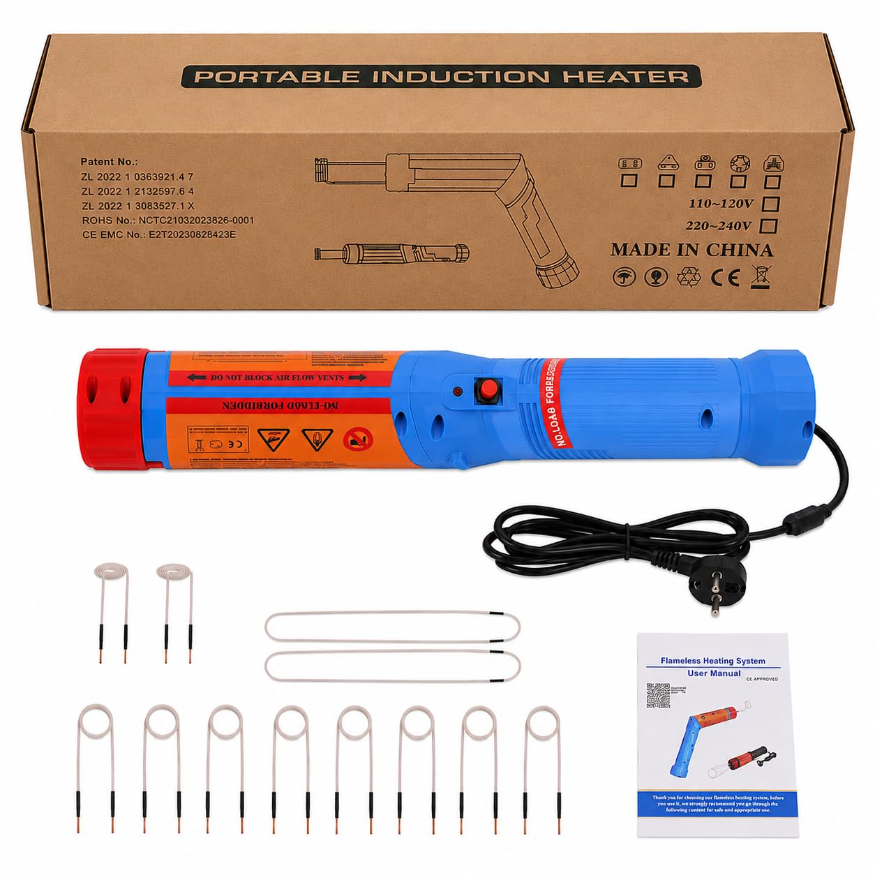 Induktionserhitzer kfz 1100W mit 10 Heizspulen Magnetischer Induktionsheizer, Flammenloses Induktion kfz Werkzeug zum Entfernen von Schrauben, Induktionsheizer-Handgeräteset