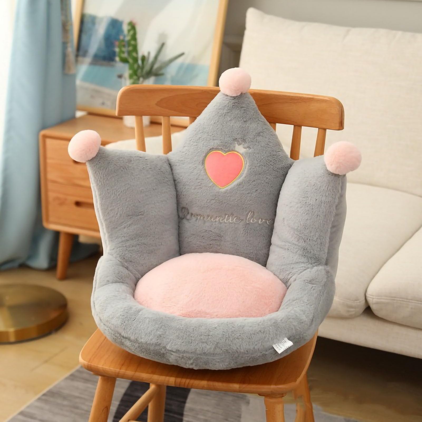 Coussin de siège de bureau en coton PP Wakects gris couronne
