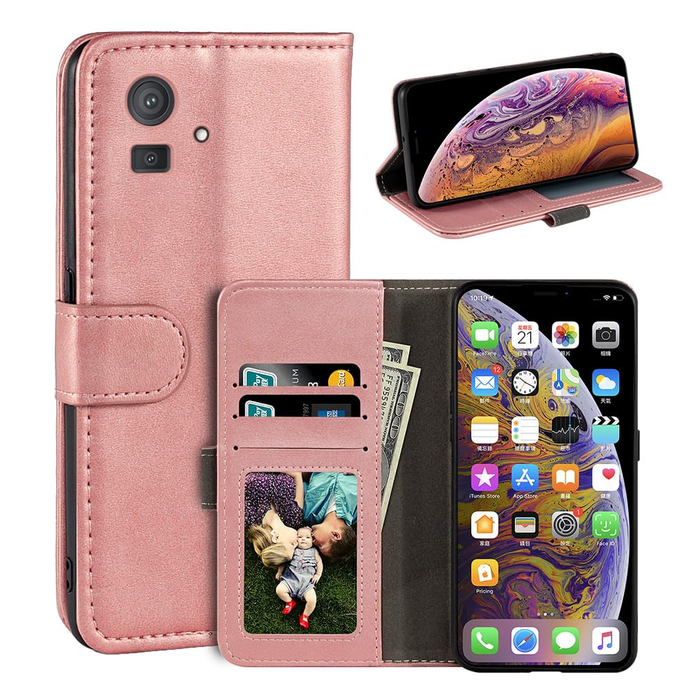 Custodia Flip In Pelle Con Portafoglio Per Cubot Note 50 – Magnetica, Con Slot Per Carte E Supporto, Colore Rosa