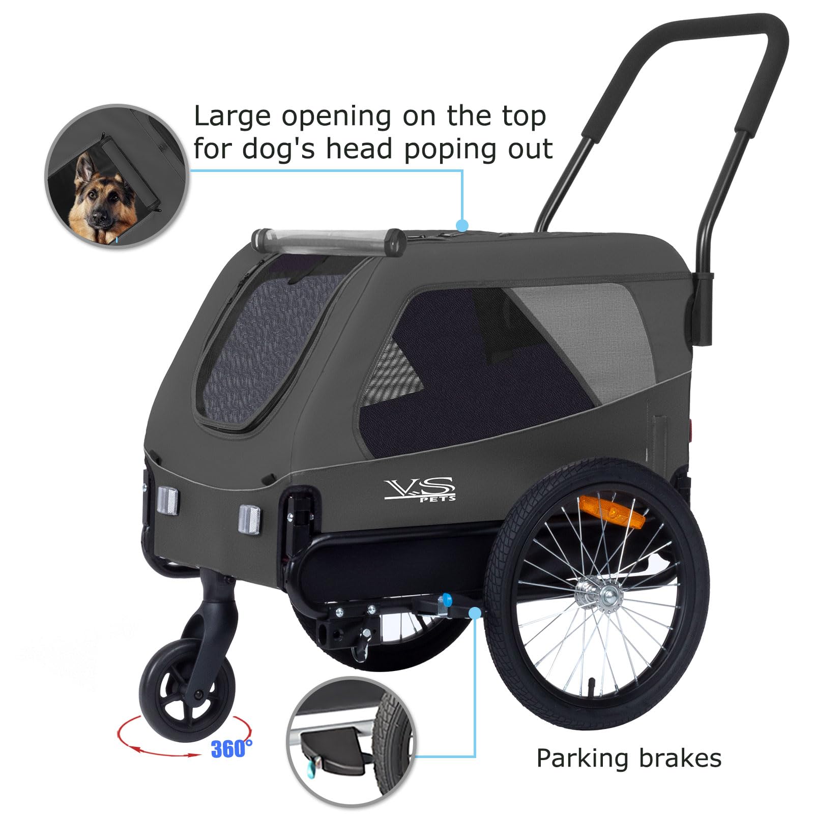 Tiggo VS Pets Medium Hundeanhänger & Buggy 2in1 Fahrradanhänger Hundebuggy Jogger 80204
