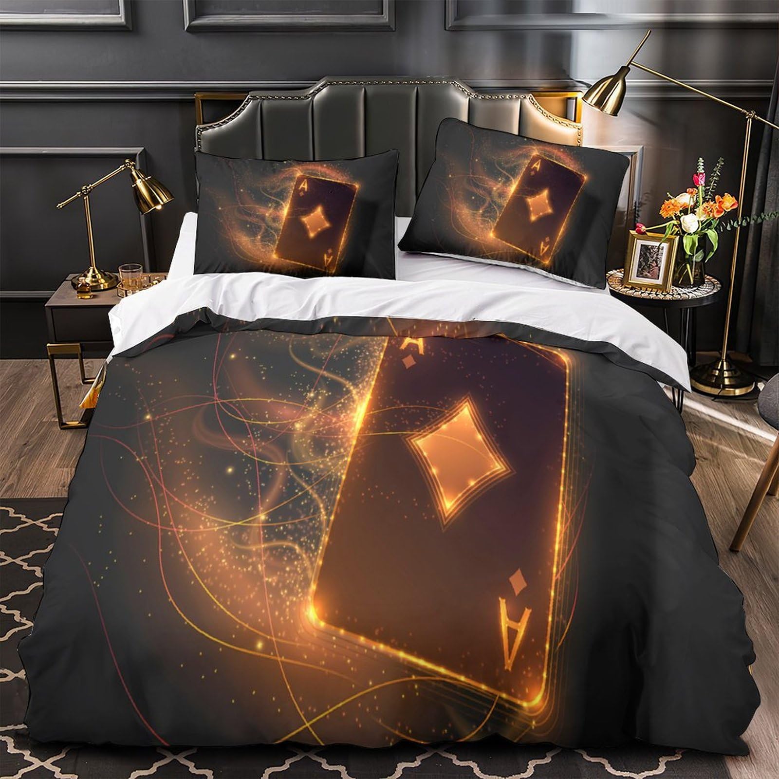 MMDASBVPE Magic Playing Card Quilt Cover 3D Print Luxurious 3PCs Bedding Set Zipper Closure Duvet Cover Extra Soft Durable for Kids Adults Women Girls Teens Youth Teenagers Single（135x200cm）
