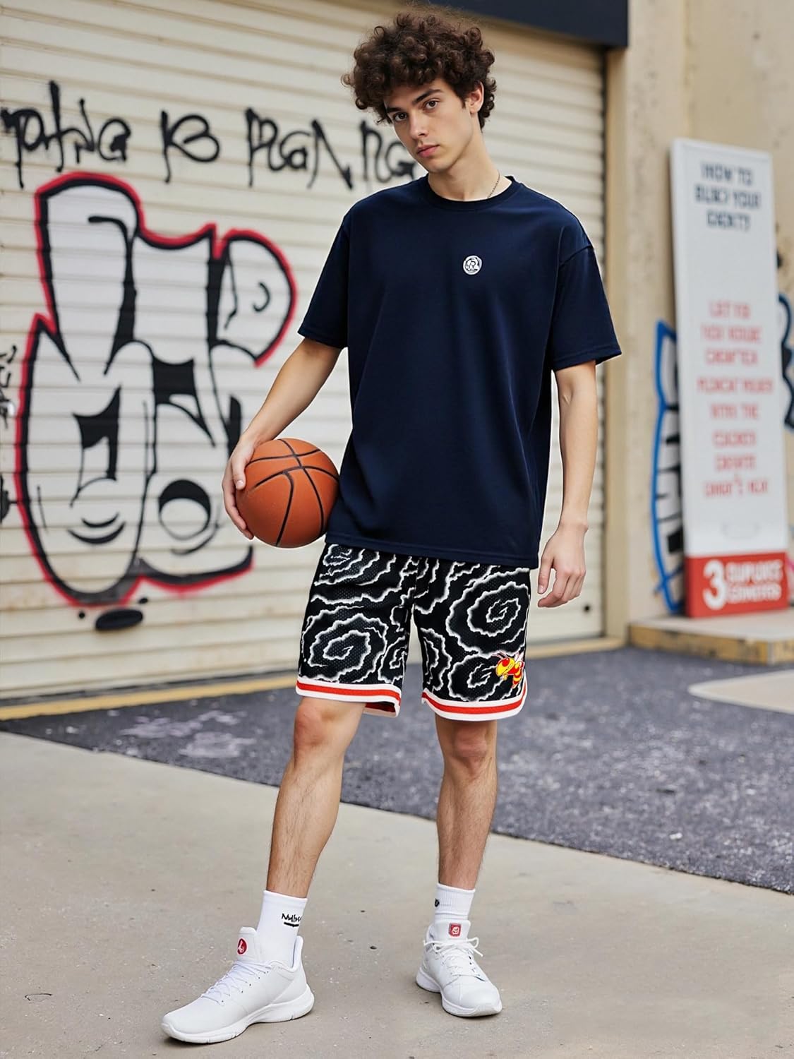 Men Basketball Shorts Graphic Mesh Drawstring Retro Sport Workout Gym Running Athletic Shorts - Image 2
