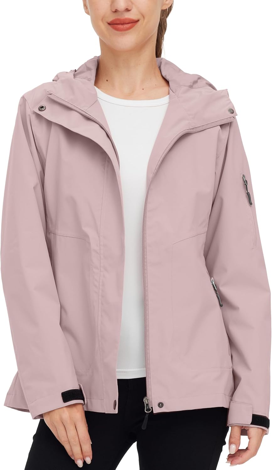 wantdo Women's Lightweight Rain Jacket Waterproof Hooded Raincoats Rain Coat Shell for Hiking