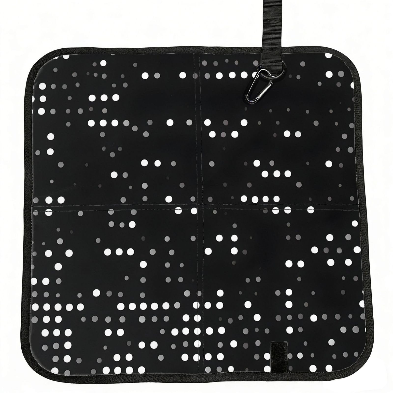 PPHGUT Black Round Dot Print Foldable Seat Cushion Waterproof Portable Chair Pad Travel Outdoor Picnic Camping