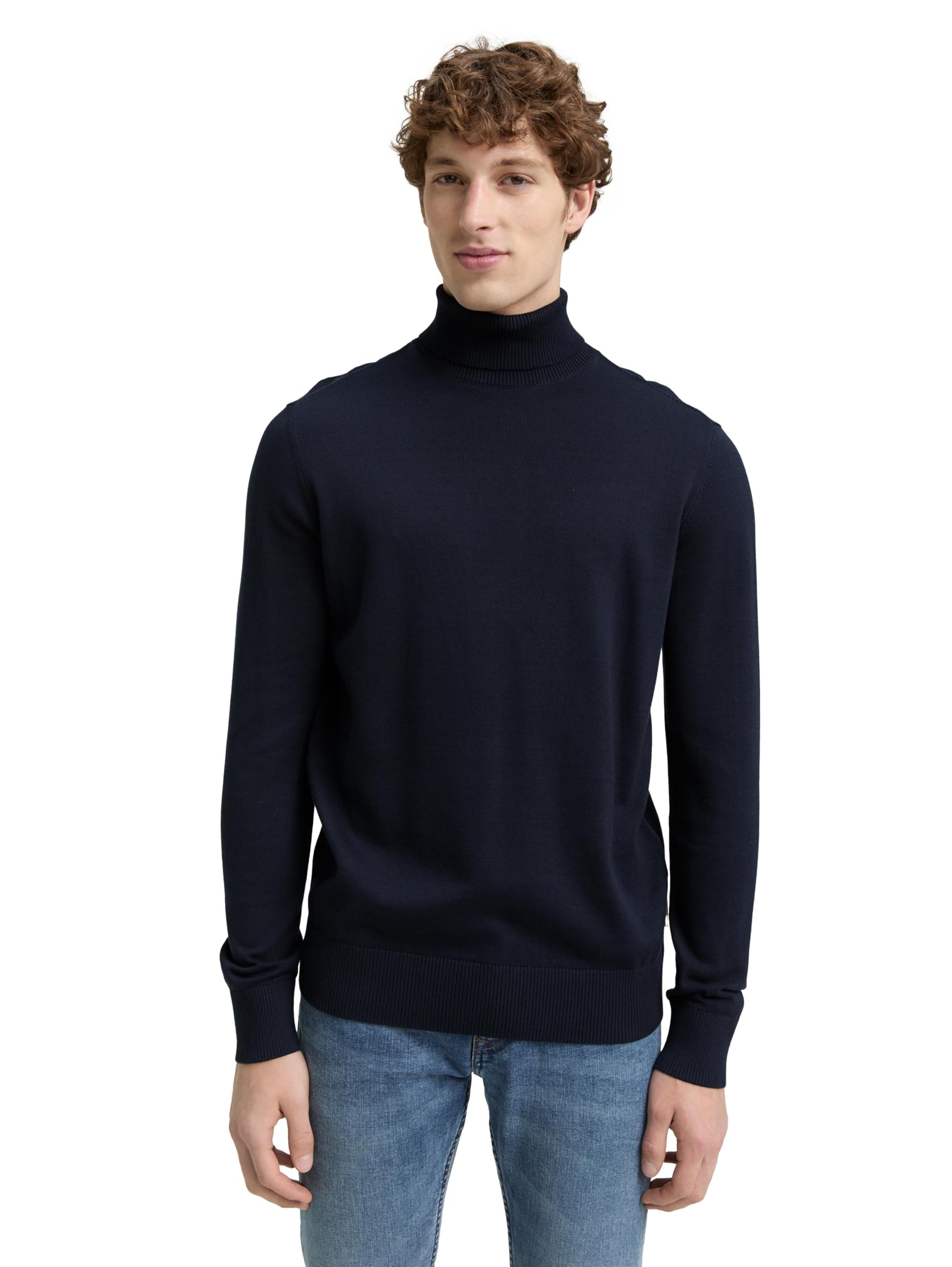 TOM TAILOR Denim Herren Rollkragenpullover aus Baumwolle