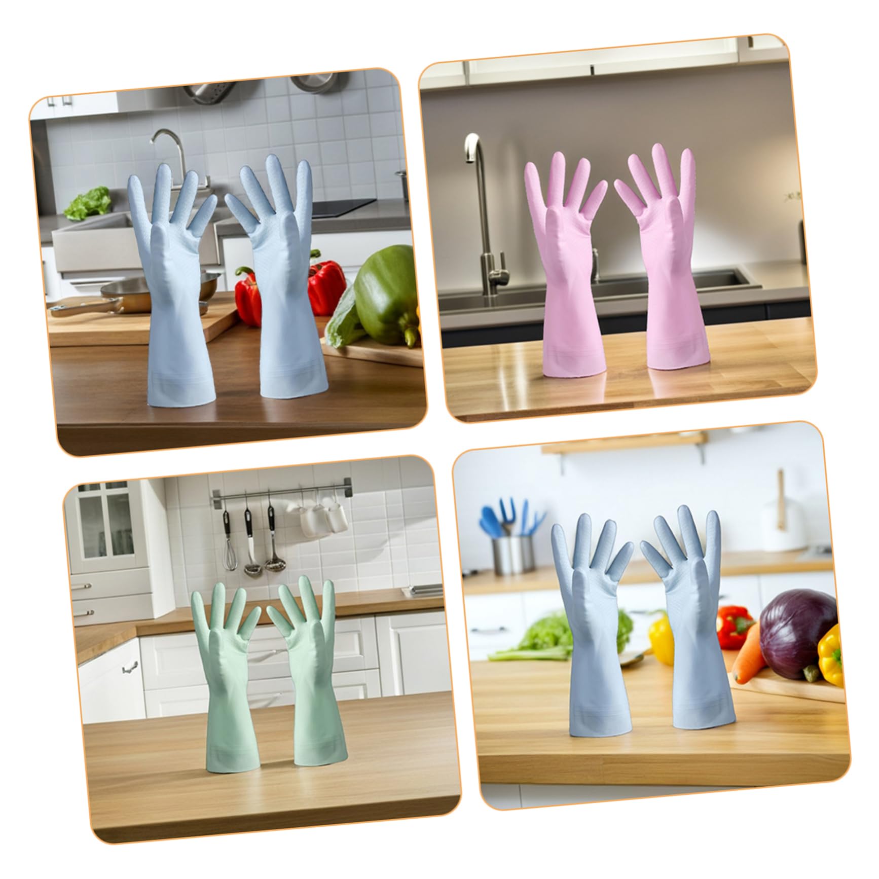 6 Paia Guanti da Cucina Antiscivolo Riutilizzabili Impermeabili per Lavaggio Piatti e Pulizie Domestiche da Colorate per Bagno Lavanderia e Lavori Vari