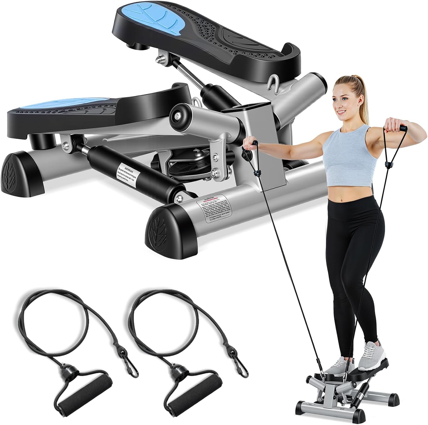 Efitment Mini Stepper Steppers for Exercise at Home Stair Step Cardio Thigh Master Workout Equipment Fitness Pedal Exerciser Non-Slip Pedals with Resistance Bands LCD Digital Monitor Climber