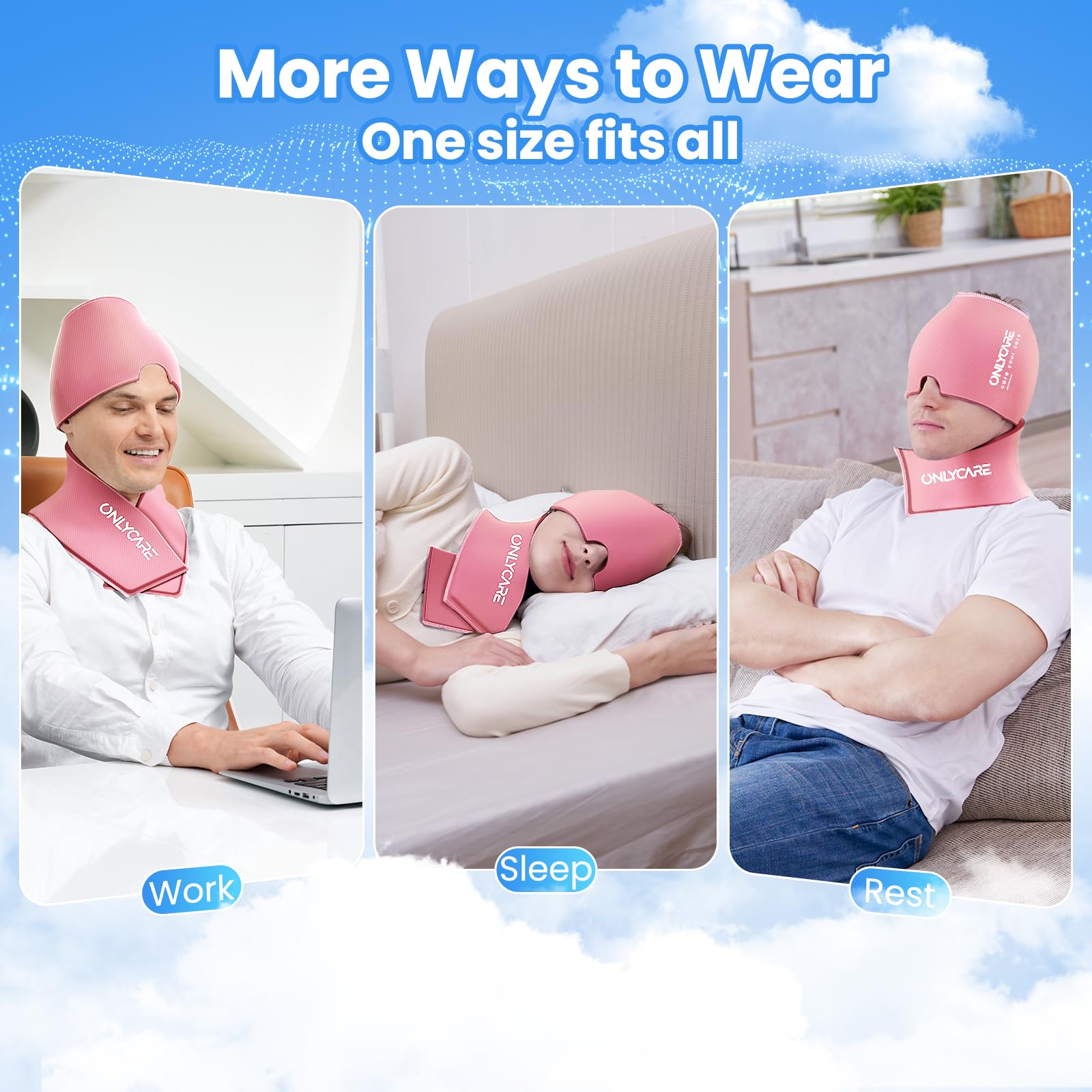 ONLYCARE Migraine Relief Cap, Headache Relief & Neck Ice Pack Wrap Gel Set — Amazon image 5