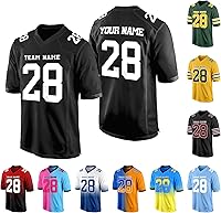 Personalized Custom Football Jersey - Printed/Stitched Name Number Shirt for Men Women Kids, 100% Polyester Moisture Wicking