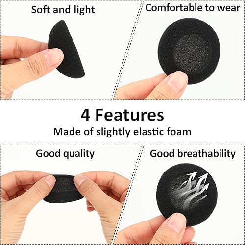 Miniatura 4 de 3 pares de fundas de espuma para audífonos, almohadillas de espuma de repuesto de esponja para auriculares, almohadillas de esponja para la mayoría