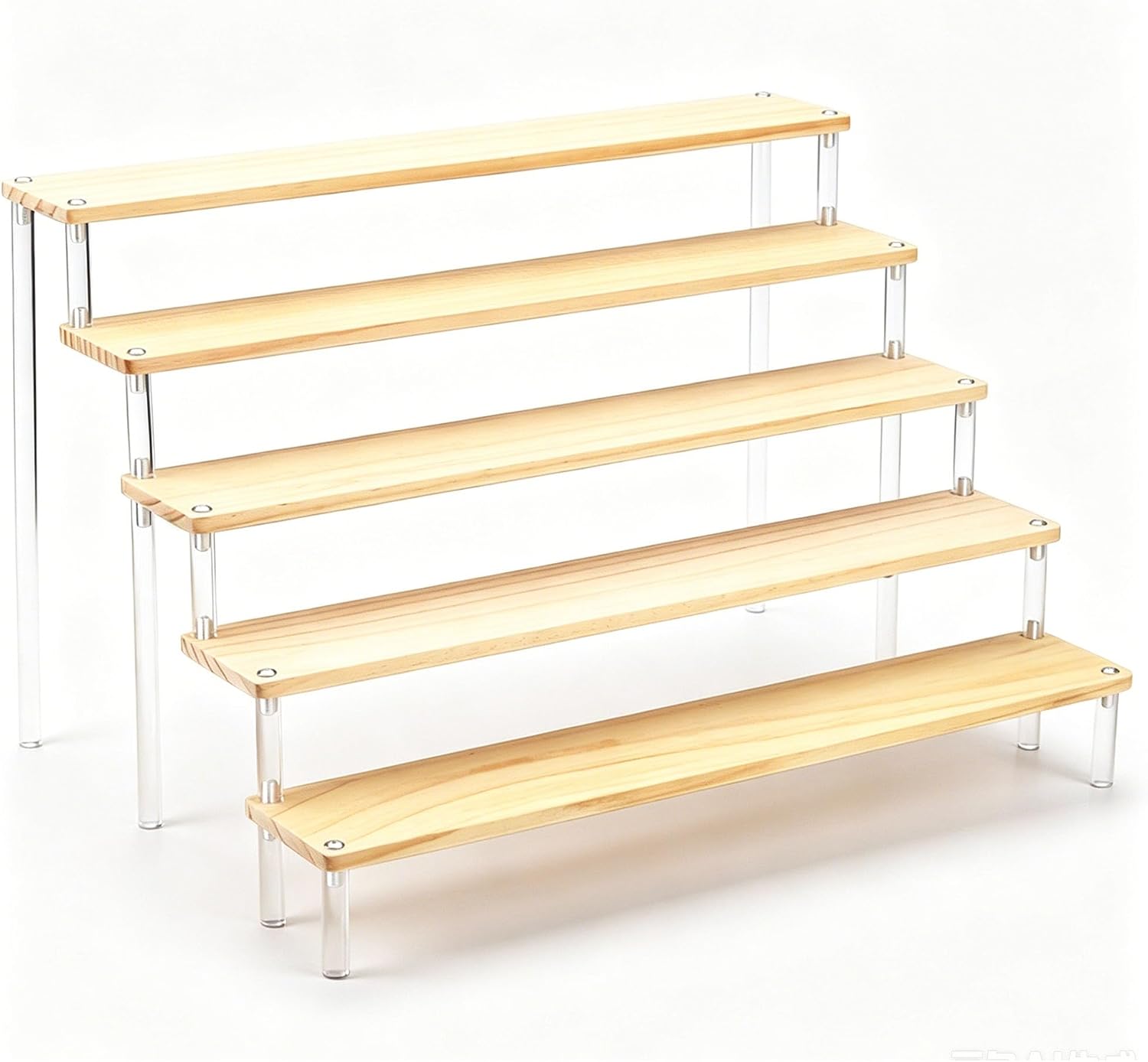 Risers Display Stand 12 in for Home Bathroom Makeup Collectibles | Wooden Riser Stand 5 Tier Desktop Display Shelves Shelf for Dessert Cupcake Perfume Vendors Party Retail