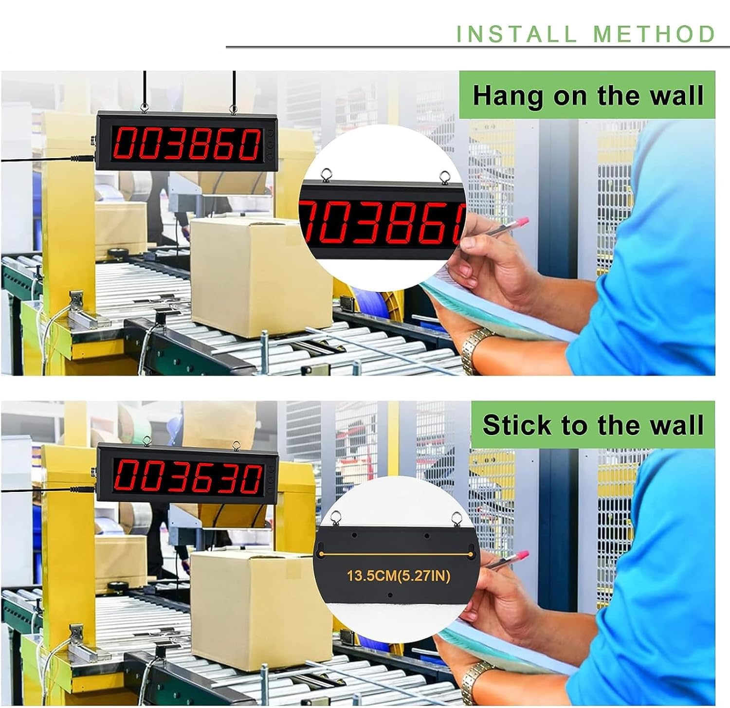 Contador digital LED, pantalla de 6 dígitos, sensor infrarrojo, cuenta hasta 999999, distancia de inducción ajustable de 30 a 70 cm, perfecto para cinta transportadora y conteo de visitantes