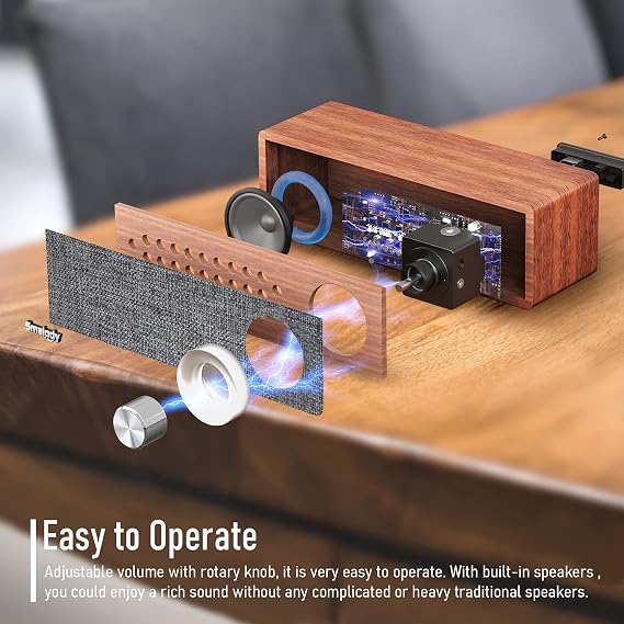 Smalody Wood Retro Bluetooth Speaker, Portable Mini Wireless Sound Box | Vintage wooden design, portable mini wireless speaker, ideal for home decor, cafes and bedroom