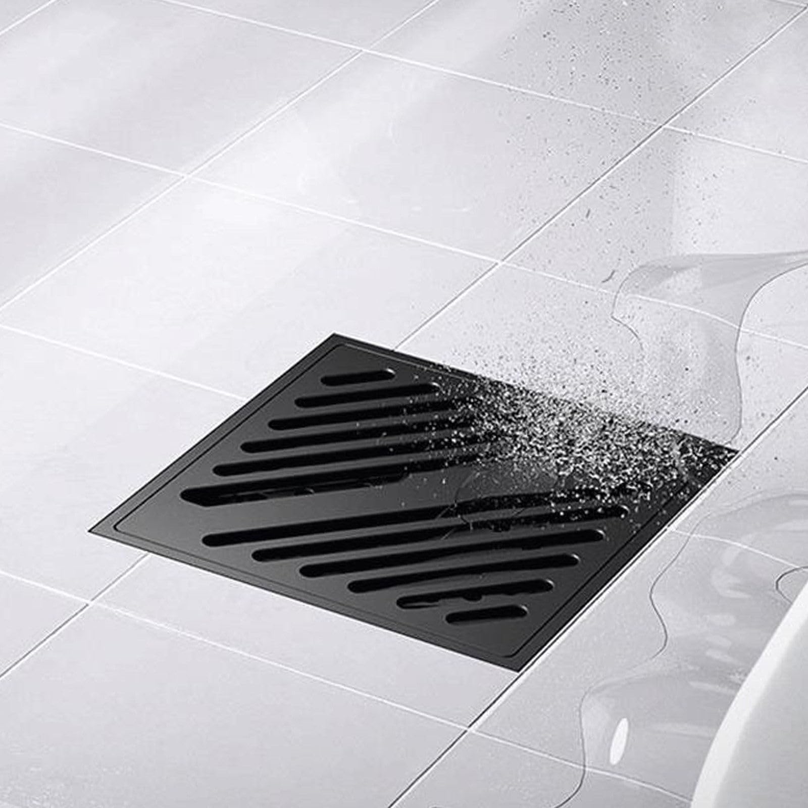 Desague Ducha Acero Inoxidable Desagüe de Suelo Gris Pistola Sumidero Ducha Rayas Diagonales Piso Desagüe Ducha 100 * 100mm Canal de Ducha Moderno y Sencillo para Baño Cocina Aseo
