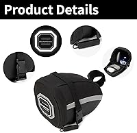 Vista 3 de Bike Seat Bag Bicycle Saddle Bag Under Seat Waterproof Reflective Cycling Saddle Pack for Mountain Road Bikes Black
